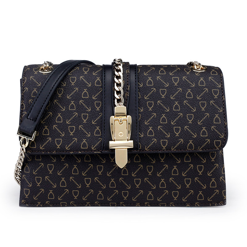 Jeanswest时尚包包女包2020夏季新款字母印花单肩斜挎链条包小包