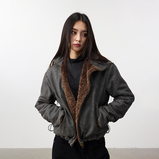 25FW水洗龟裂肌理斜拉链棉服 life Set for