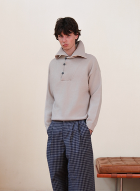 Set for life 25FW 静谧感斜襟高领侧扣针织衫