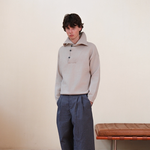 静谧感斜襟高领侧扣针织衫 Set 25FW life for