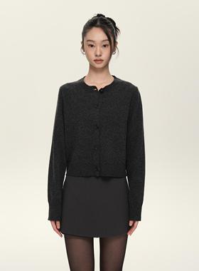 Set for life 24FW50%羊毛柔感短款修身开衫知性简约中性毛衣