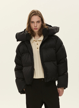 Set for life 24FW可拆卸帽子90白鸭绒秋冬短宽面包微廓羽绒服