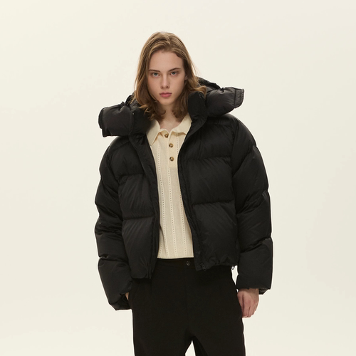 通勤保暖防风黑色短款面包服