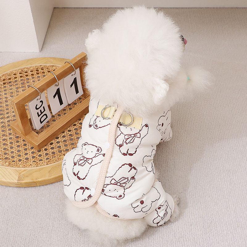 小狗冬天穿的衣服可牵引背扣棉衣