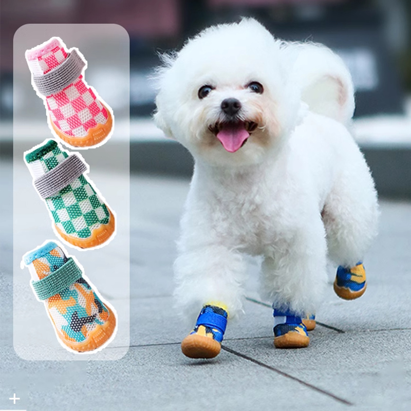 小狗鞋子防脏软底小型犬狗鞋子透气舒适魔术贴雪纳瑞脚套宠物用品