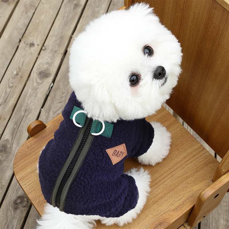 狗狗秋季新款衣服幼犬秋冬小型犬泰迪博美保暖可牵引散步四脚棉衣