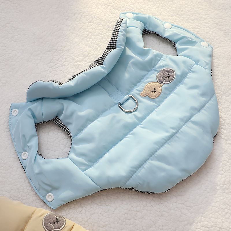 狗狗衣服2025新款冬装小型犬小狗保暖带牵引环棉背心马甲外套比熊