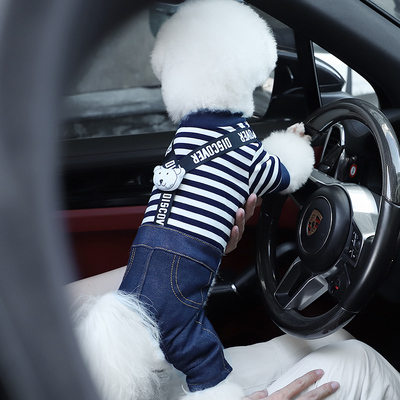 狗狗衣服牛仔背带裤冬季四脚衣