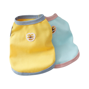 狗狗图案衣服春天雪纳瑞幼犬夏天轻薄韩系卡通小熊背心圆领套头衫