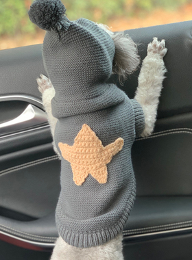 秋季狗狗衣服小型犬约克夏秋冬季防着凉保暖两脚衣带帽子潮流毛衣