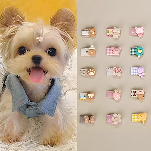 狗狗宠物迷你发夹小狗头饰不掉小体泰迪发饰小号装饰夹小型犬小熊