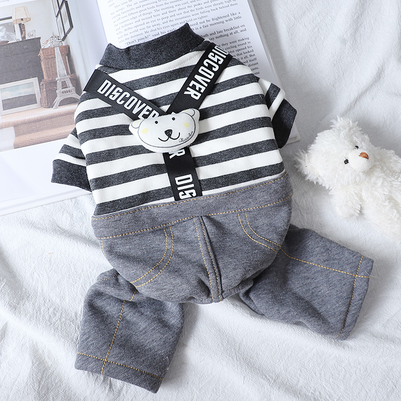 狗狗衣服2025新款冬装小型犬小狗保暖加厚棉服四脚衣背带裤牛仔裤