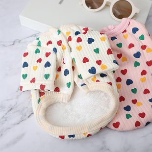 狗狗衣服泰迪幼犬冬天保暖多色圆领衫马尔济斯比熊高颜值拼色开衫