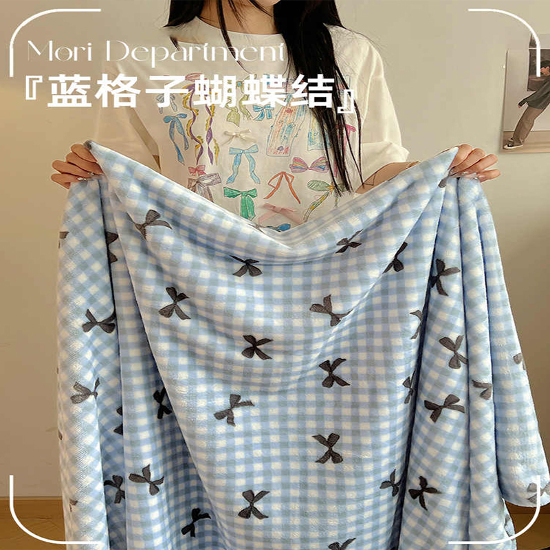 狗狗毛毯睡觉被子冬加厚小狗毯子冬天保暖格子蝴蝶结小型犬宠物狗