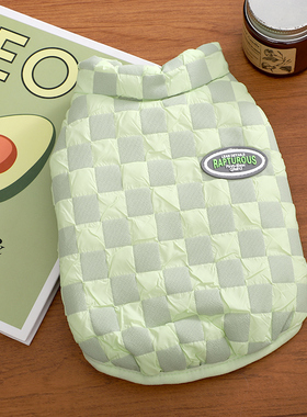 宠物秋冬季棉背心狗狗防寒加绒棉衣泰迪犬外出保暖防脏绿色两脚衣