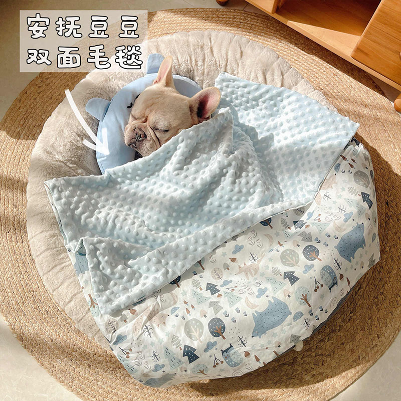 狗毛毯狗被子四季通用小狗睡觉毛绒豆豆绒冬天小被子盖毯宠物用品