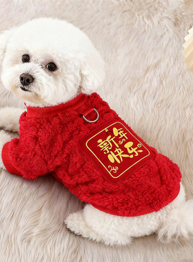 狗狗新年衣服冬天红色喜庆拜年加绒厚款过年外出可牵引西高地泰迪