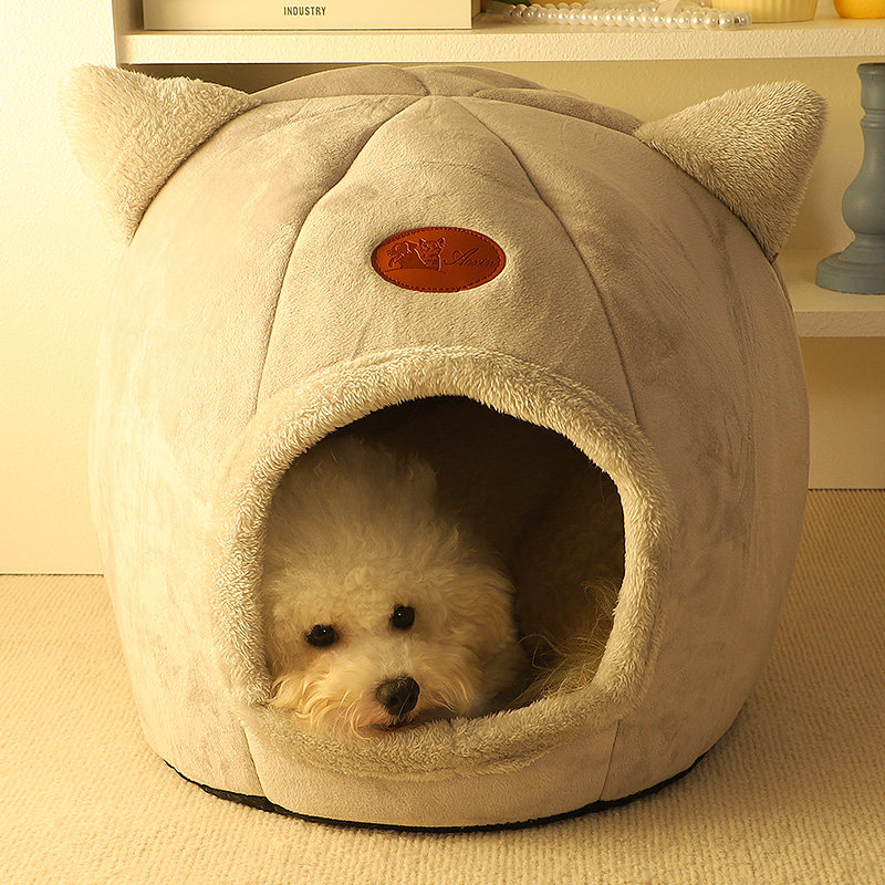 博美幼犬狗狗屋子冬天保暖睡垫居家睡觉可拆洗高颜值猫头造型狗窝