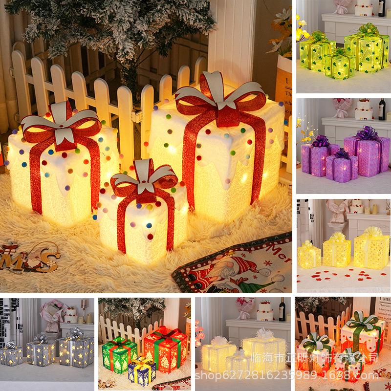 Christmas gift box  three piece set Christmas LED light