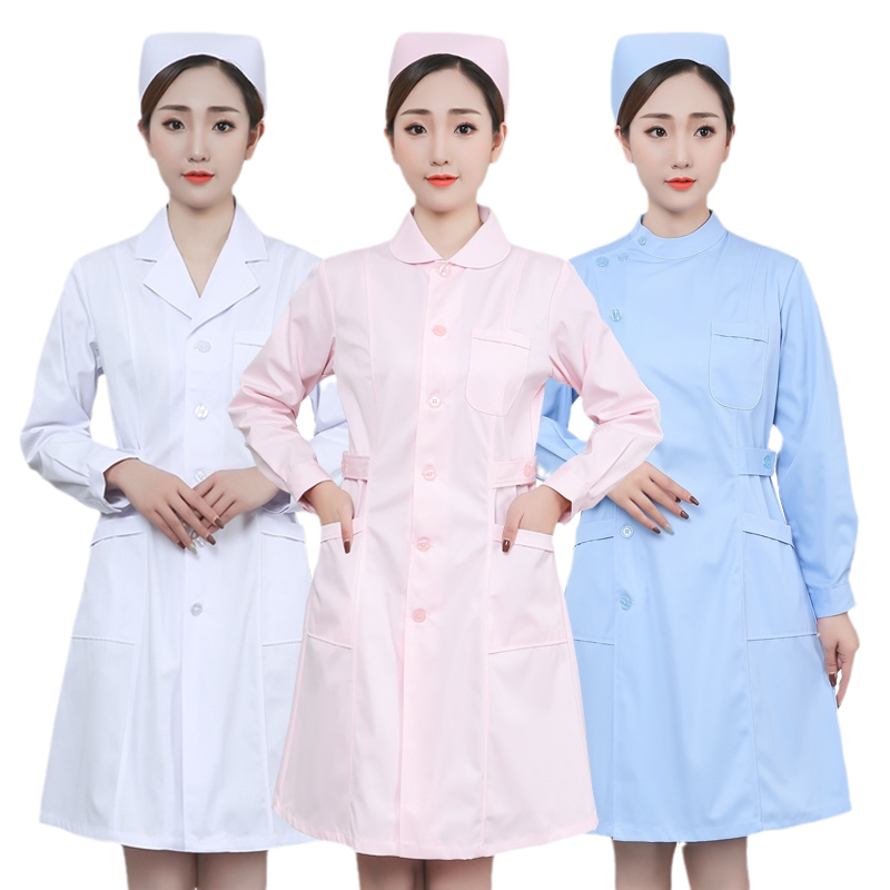 护士服长袖女冬装粉色白大褂夏季短袖娃娃圆领立领蓝色药店工作服