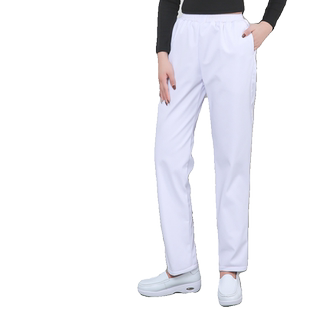 堡薇彩加绒护士裤冬白色厚款女医生白裤子大码宽松夜班医院工作裤