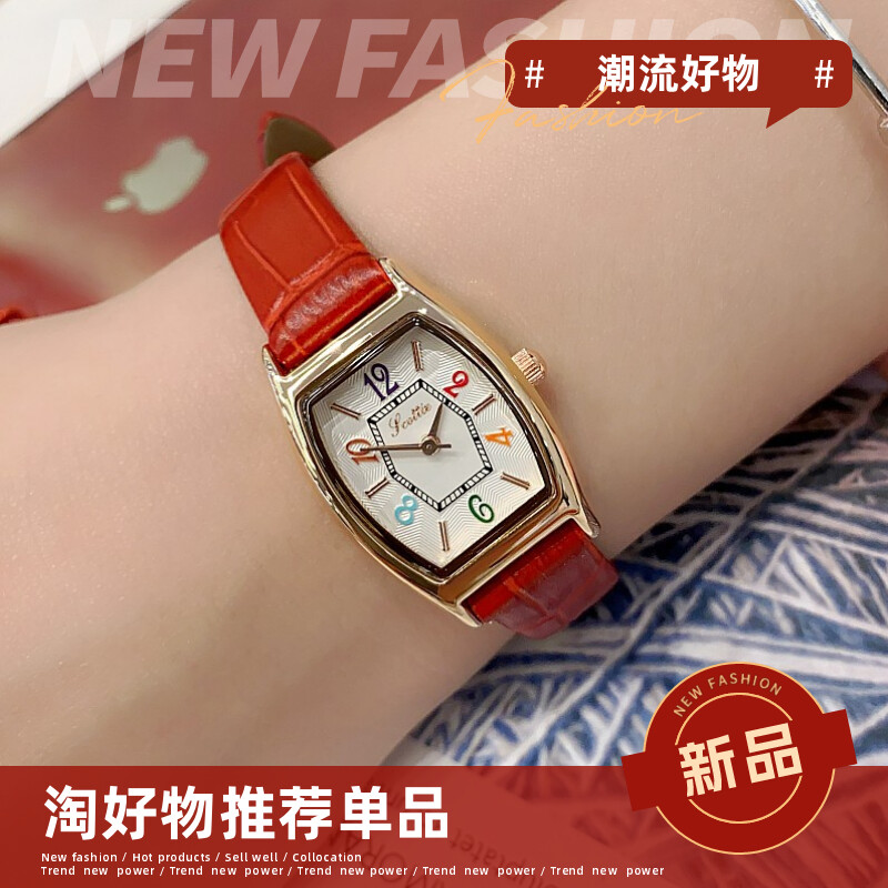 韩版时尚皮表带女士ins风防水表