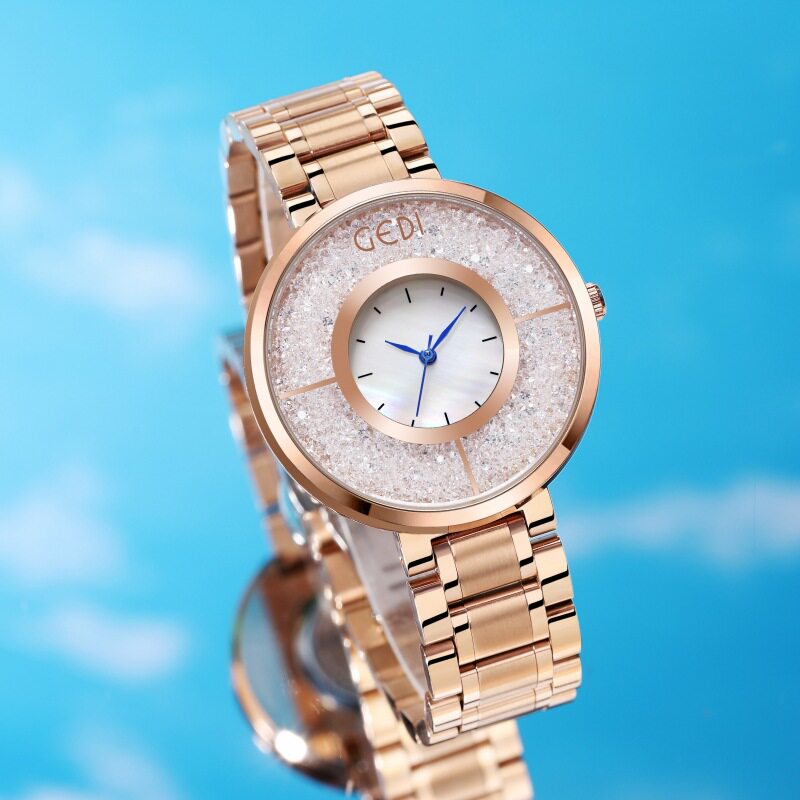 歌迪创意星环时尚流动石不锈钢女士贝母满天星韩版潮流时尚腕表