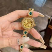 蒂米妮新款 手链表中古金色小众高颜值轻奢水钻女士韩版 轻奢手表