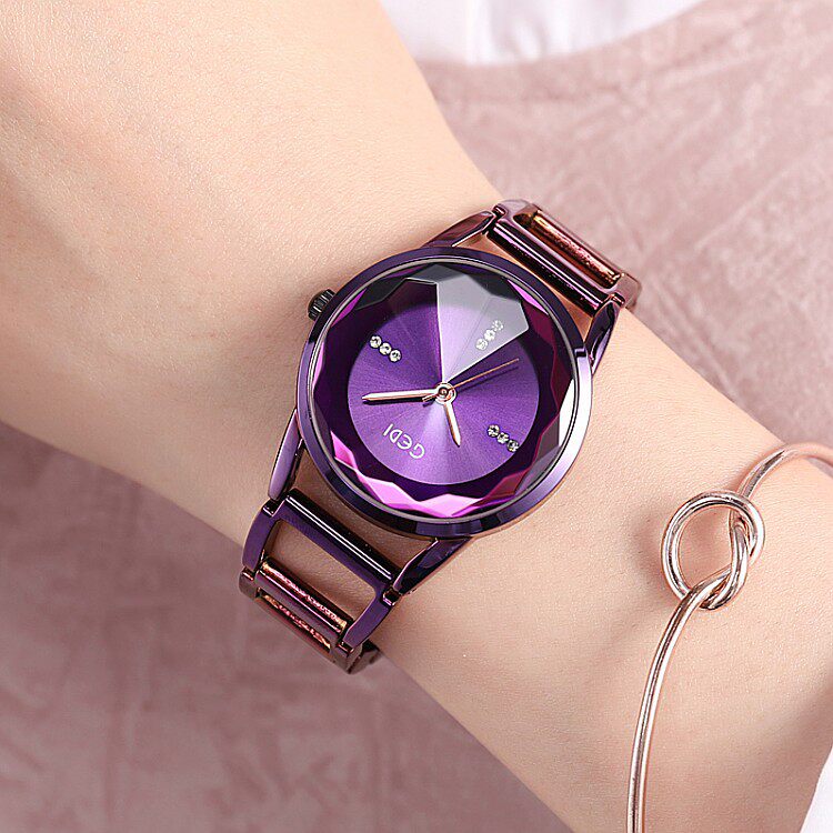 歌迪GEDI新款女表紫色女款优雅大气潮流韩版个性时尚手链女士手表