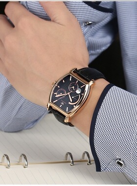 AILANG艾浪真皮多功能全自动机械表潮流时尚高端商务防水夜光男表