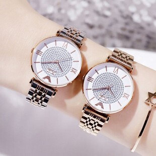 诗高迪新款微商个性满天星韩版轻奢不锈钢实心表带时尚潮流女手表