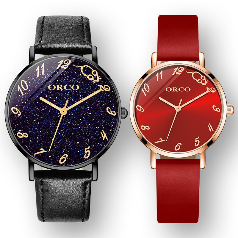 正品orco名牌小金鼠手表限定手表女王佩利日本机芯防水男女表