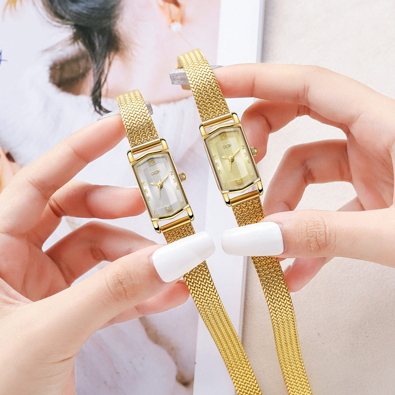 歌迪麦穗小金表小众高级感韩版潮流时尚商务女士不锈钢石英手表