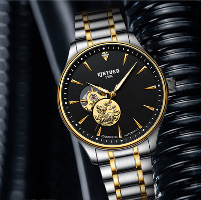 kinyued新款不锈钢表带简约夜光