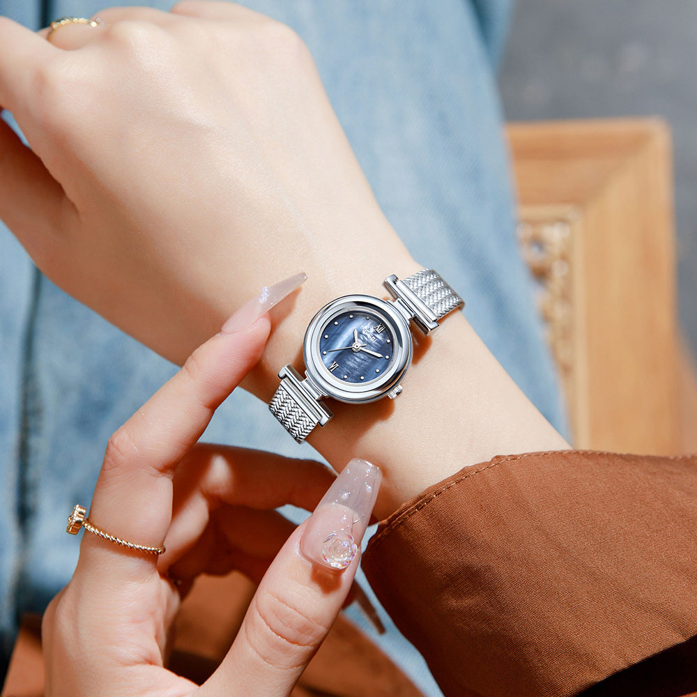 歌迪新款贝母盘石英表韩版潮流时尚商务休闲女士小巧小众麦穗手表
