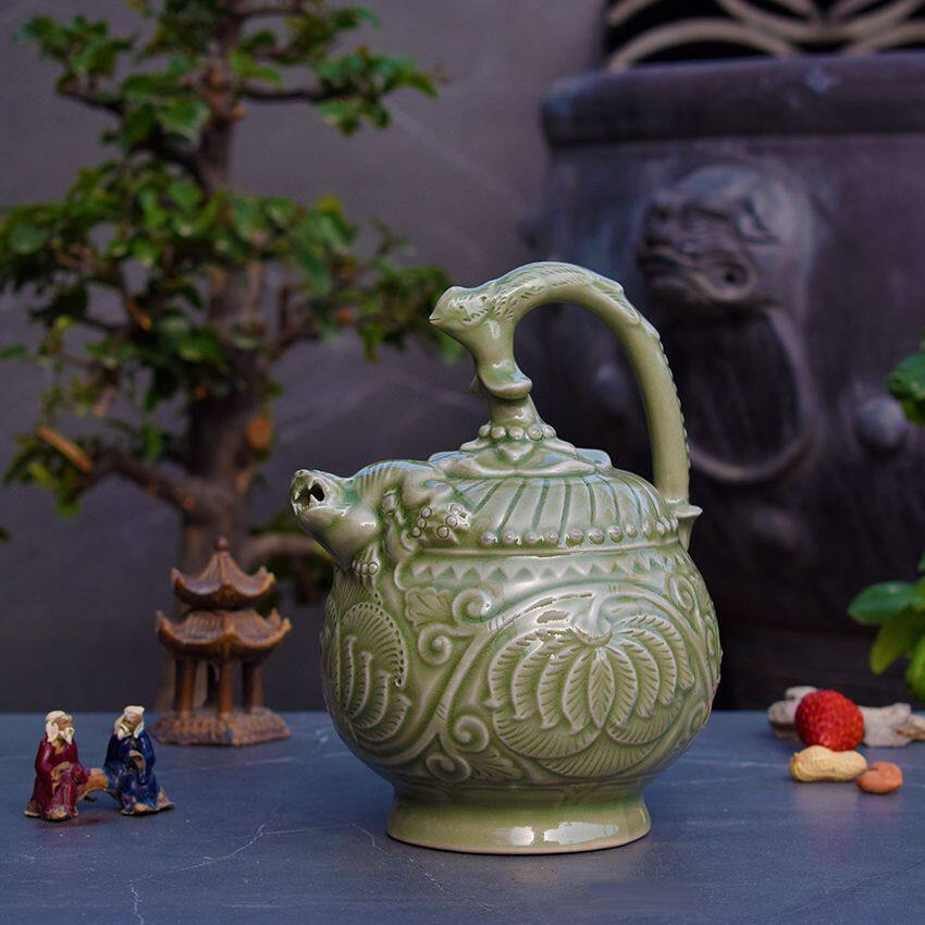 阴阳酒壶陕西历史博物馆灌壶三王壶仿复古代老式茶酒器精品青瓷