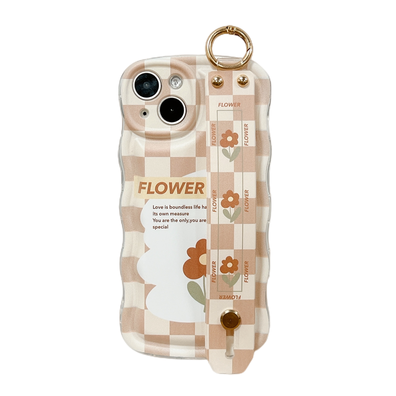 冷淡风花朵12腕带适用iphone14Pro手机壳苹果13斜挎绳Xr女X小米11红米K50华为P30荣耀60oppoRe