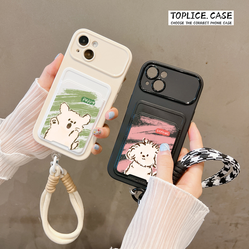 粉绿油画狗卡包适用mate60华为P70pro手机壳荣耀X50新款P40小众nova13/12/11创意300/200挂绳100全包90软壳80