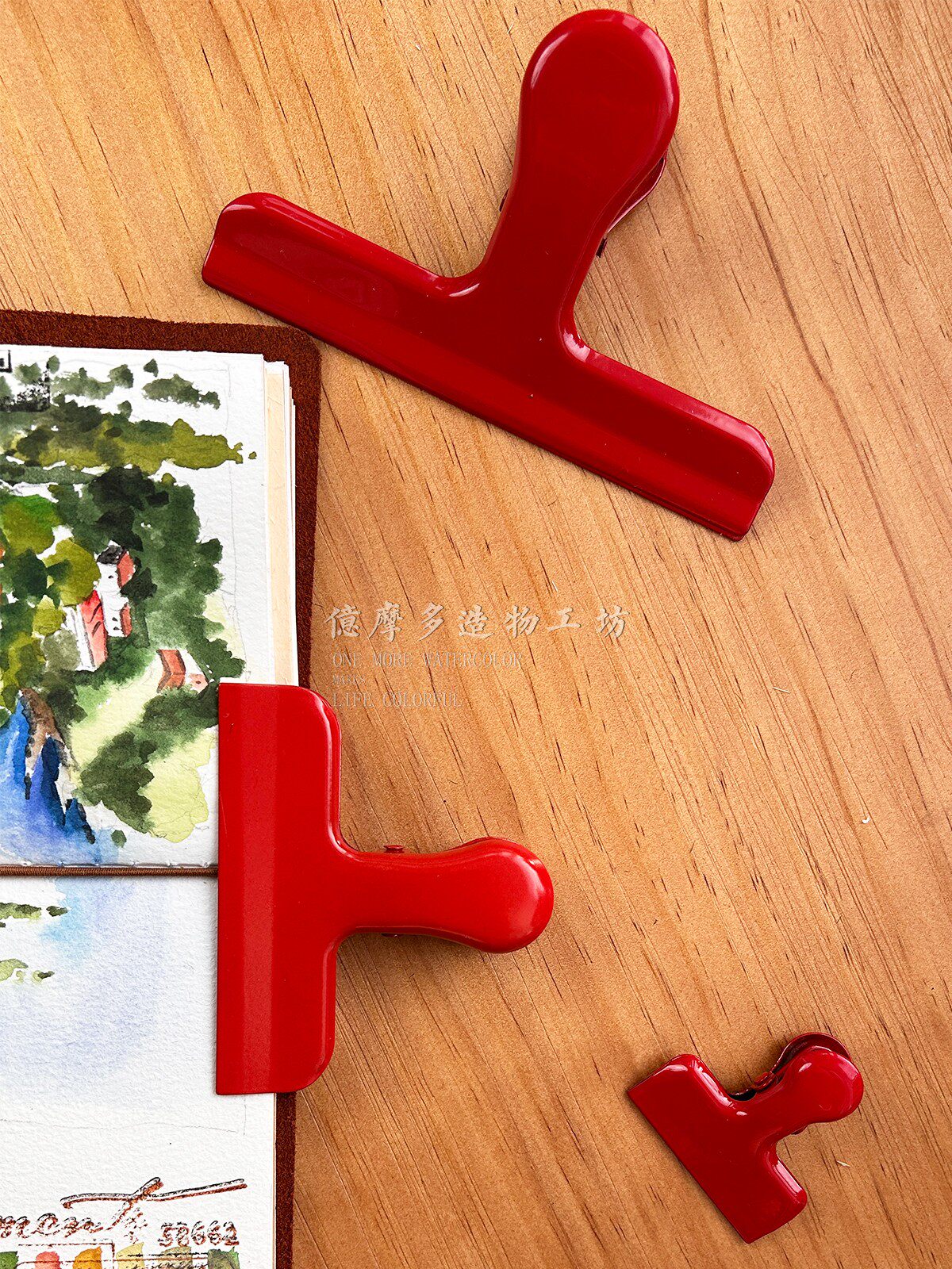 亿摩多 手帐配件夹子红色金属夹小夹子票据夹收纳夹绘画夹子
