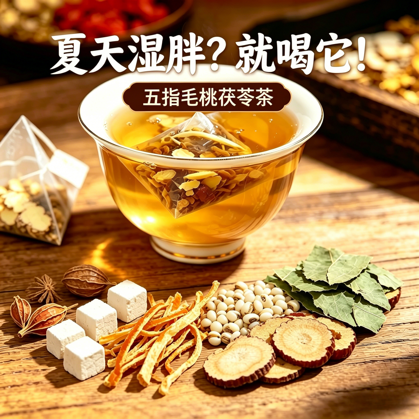 【湿气茶】五指毛桃茯苓茶男女花茶去夏天喝湿胖薏米养生独立茶包
