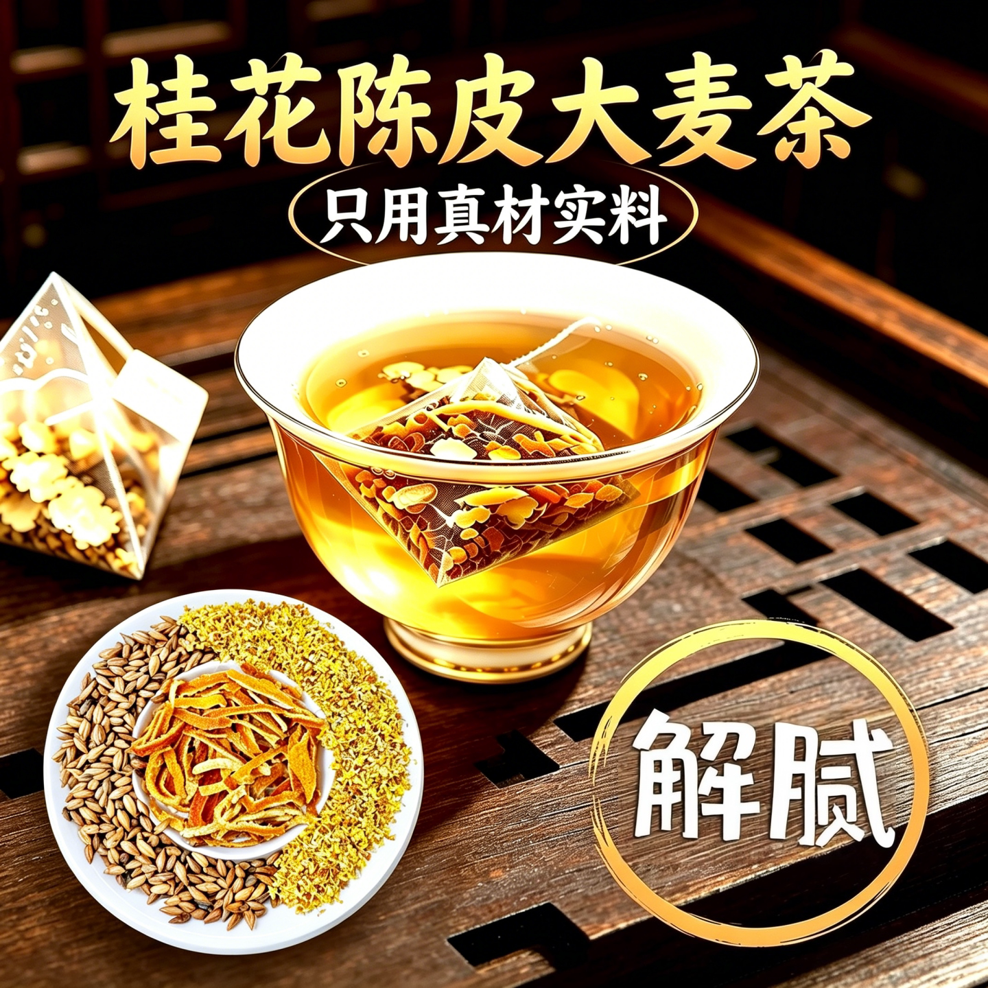 桂花陈皮大麦茶金桂花干适合冷泡夏季女生泡水喝的茶饭店专用茶包图片