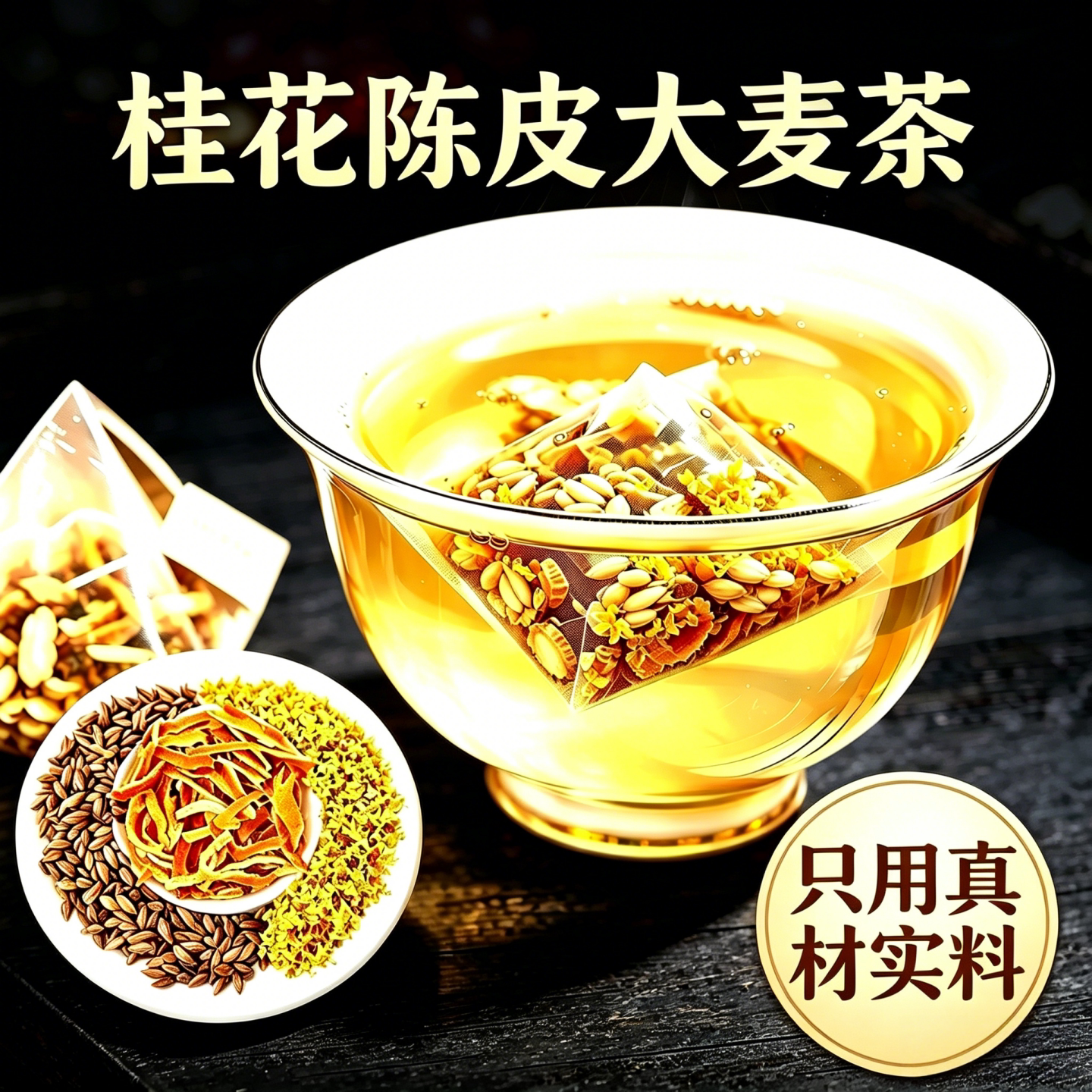 桂花陈皮大麦茶橘皮山楂桂花干免煮茶包大麦茶正品女生减湿泡水喝