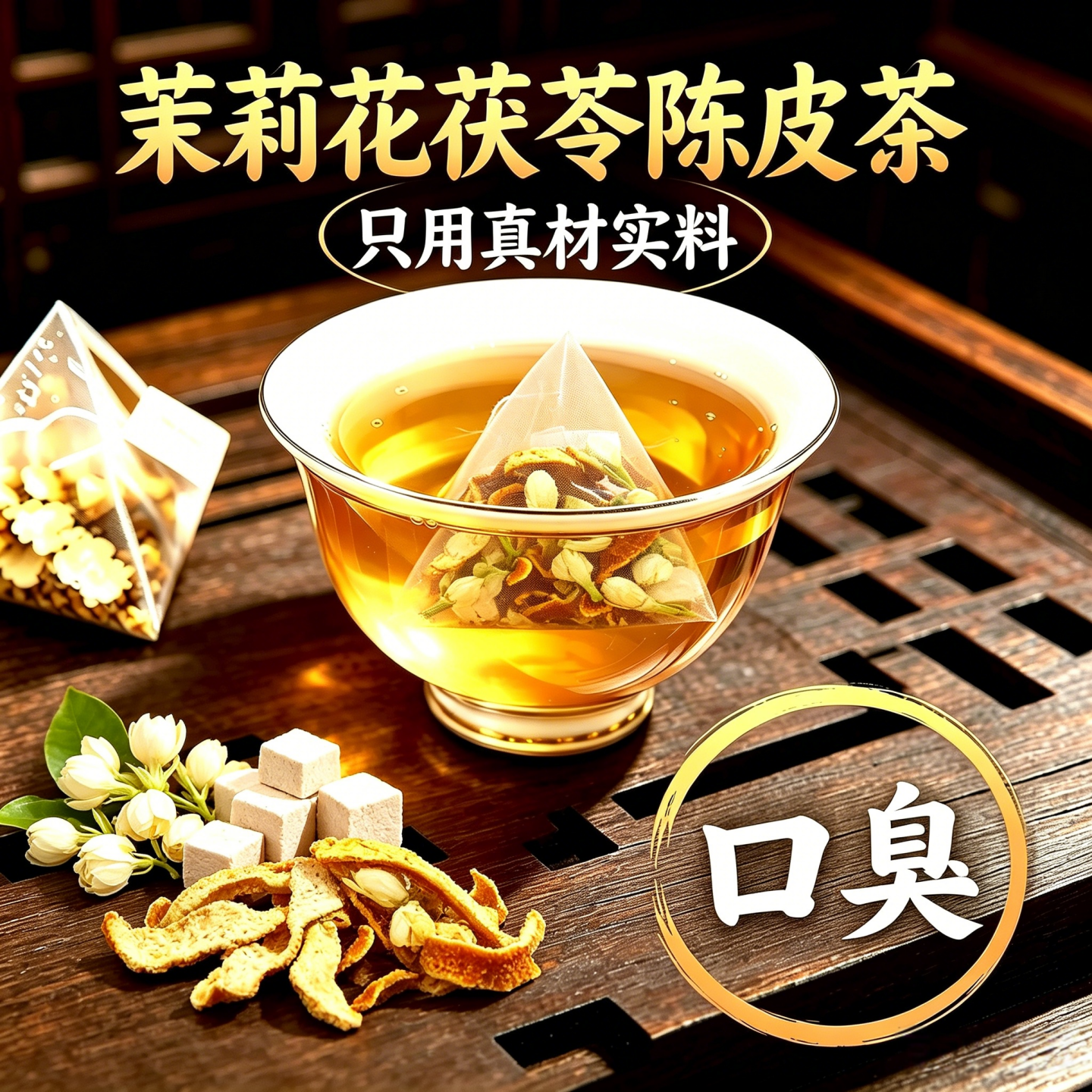 茉莉花茯苓陈皮茶包正品花茶组合排浊气祛湿香体茶夏天女人喝的茶