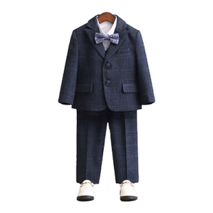男童礼服秋冬季儿童西装套装加绒结婚男孩小主持人西服钢琴表演服