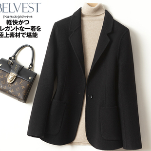 双面羊绒大衣女短款西装2025年新款高端双面呢小个子毛呢外套秋冬