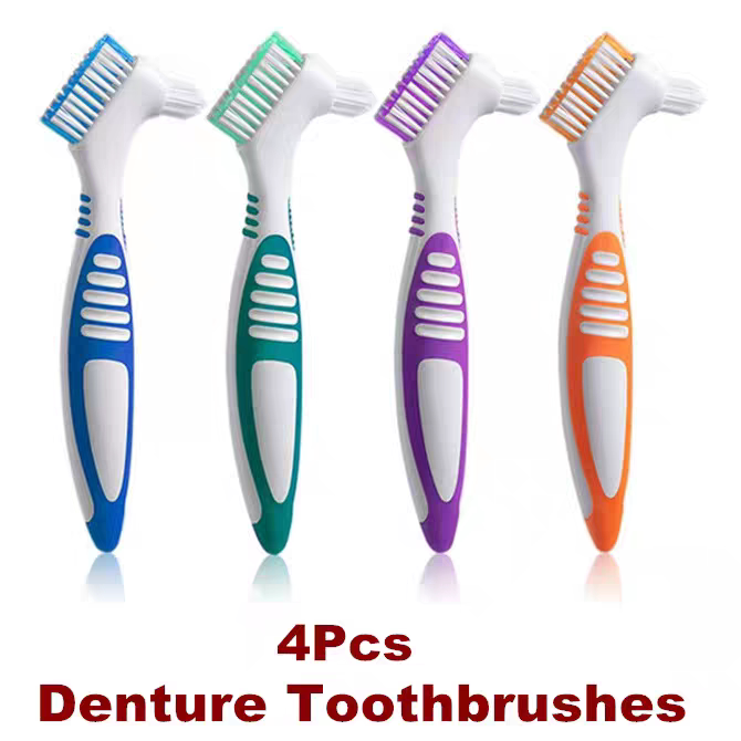 Denture Brush Toothbrushes Cleaning Care Double Sided brush - 实物图