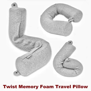 Twist Memory Foam Travel Neck Pillow for Airplanes Sleeping