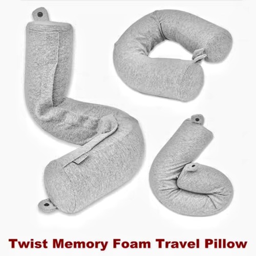 Twist Memory Foam Travel Neck Pillow for Airplanes Sleeping