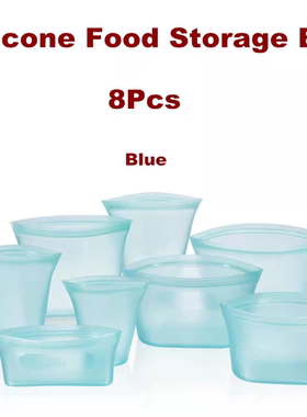 Silicone Reusable Food Storage Stand Up Bag Double Zipper