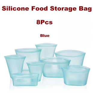 Silicone Reusable Food Storage Stand Up Bag Double Zipper